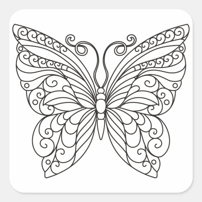 Butterfly Outline Square Sticker (Front)