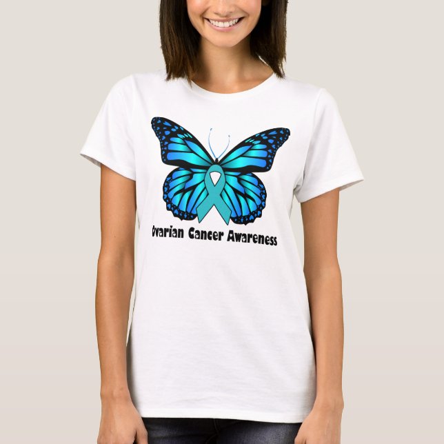 Butterfly Ovarian Cancer, Ovarian Cancer Awareness T-Shirt (Front)