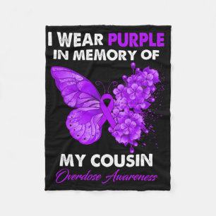 Butterfly Overdose Awareness I Wear Purple For My Fleece Blanket