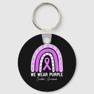 Butterfly Overdose Awareness Month Purple Ribbon  Key Ring