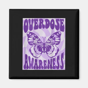 Butterfly Overdose Awareness Purple Ribbon Magnet