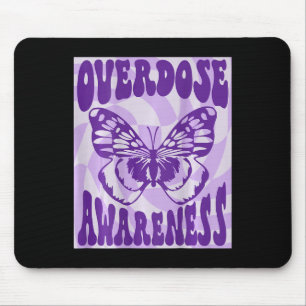 Butterfly Overdose Awareness Purple Ribbon Mouse Mat