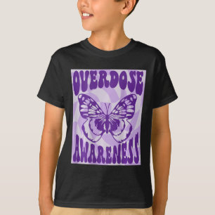 Butterfly Overdose Awareness Purple Ribbon T-Shirt