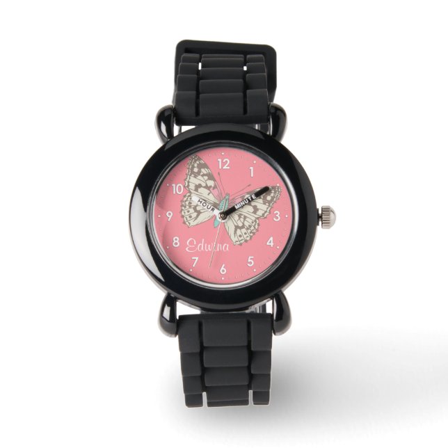 Butterfly painted lady numbered name girls watch (Front)