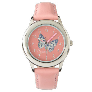 Butterfly painted lady numbered name girls watch