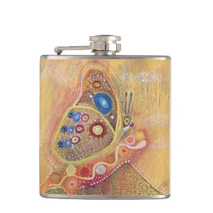 Butterfly painting Vinyl Wrapped Flask