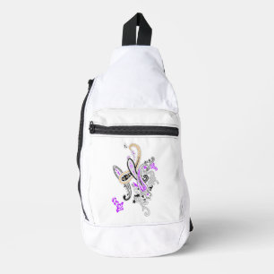 Butterfly Paisley Sling Bag Purple Floral