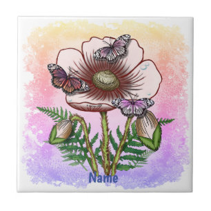 Butterfly Pale Poppy Tile