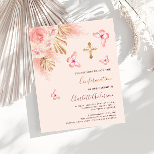 Butterfly pampas Confirmation invitation