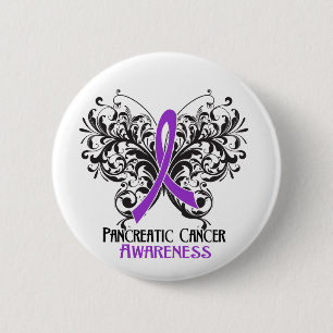 Butterfly Pancreatic Cancer Awareness 6 Cm Round Badge