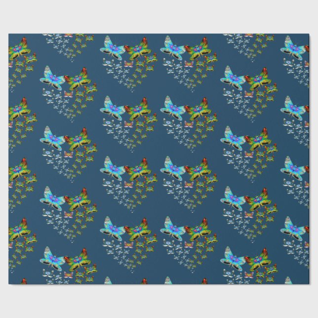 Butterfly Parade Jamaca Green Flight of Colour Wrapping Paper (Seam)