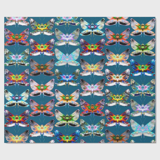 Butterfly Parade Wrapping Paper  A Flight of Colou (Flat)
