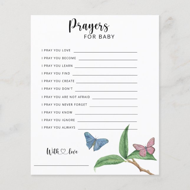 Butterfly - Party game | prayers for baby (Front)
