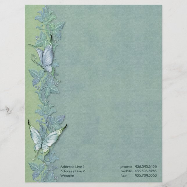 Butterfly Pastel Floral - Customise Custom Letterhead (Front)