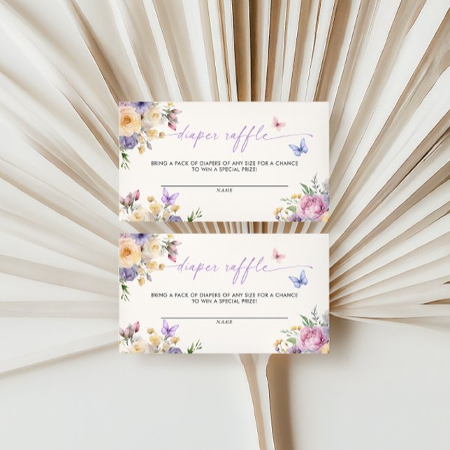 Butterfly Pastel Florals Baby Shower Diaper Raffle Enclosure Card (Creator Uploaded)