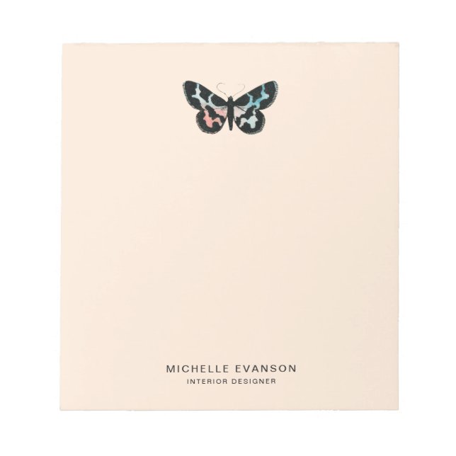 Butterfly Pastel Peach Watercolor Logo Notepad (Front)