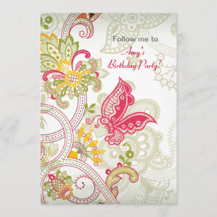 Butterfly Patch Birthday Invitation