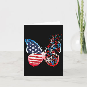 Butterfly Patriotic Peace Signs 4th Of July Us Fla Card