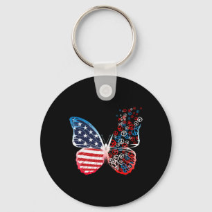 Butterfly Patriotic Peace Signs 4th Of July Us Fla Key Ring