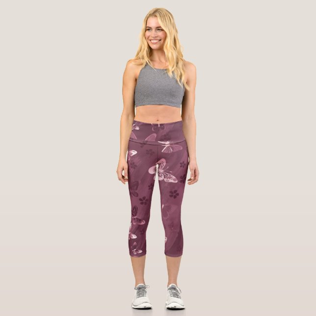 Butterfly Pattern 16 Capri Leggings (Front)