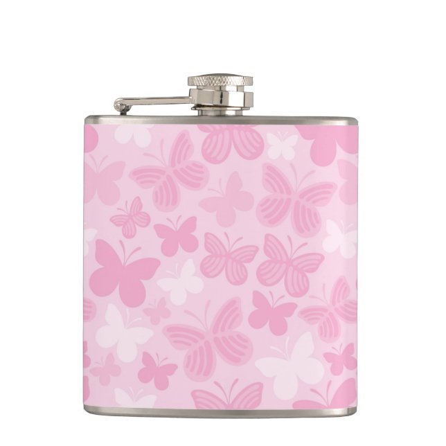 Butterfly pattern 2 hip flask (Front)
