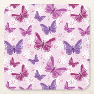 butterfly pattern 2 square paper coaster