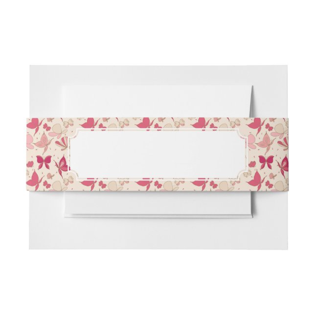 butterfly pattern 3 invitation belly band (Front Example)