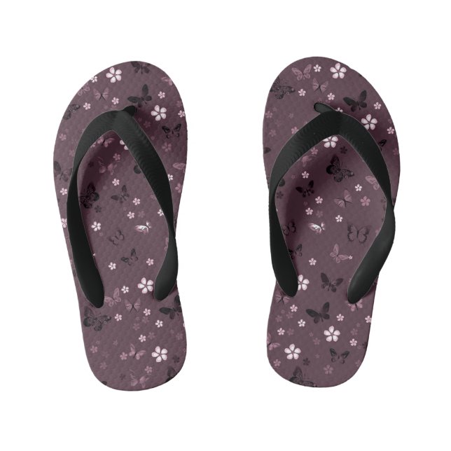 Butterfly Pattern 5 Kid's Flip Flops (Footbed)