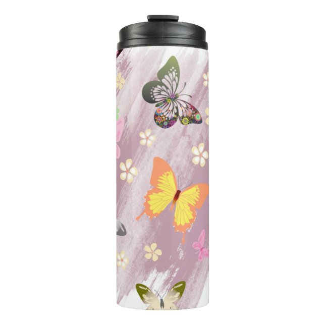 Butterfly Pattern 7 Thermal Tumbler (Front)