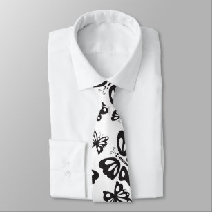 Butterfly Pattern - Black and White Tie