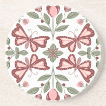 Butterfly Pattern Coaster Hand-Drawn