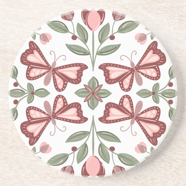 Butterfly Pattern Coaster Hand-Drawn (Front)