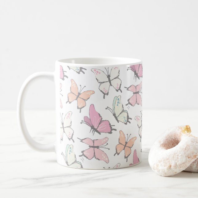 Butterfly Pattern Coffee Mug (With Donut)