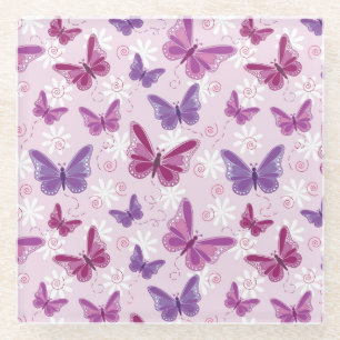 butterfly pattern glass coaster