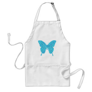 Butterfly, pattern in blue, turquoise, white standard apron