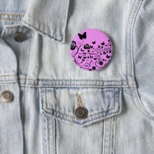 Butterfly Pattern, Pattern Of Butterflies, Pink 6 Cm Round Badge