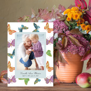 Butterfly Pattern Photo Memorial Folded Program Programme