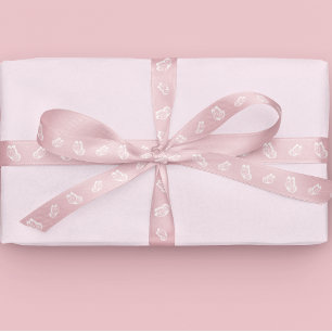 Butterfly Pattern Pink Satin Ribbon