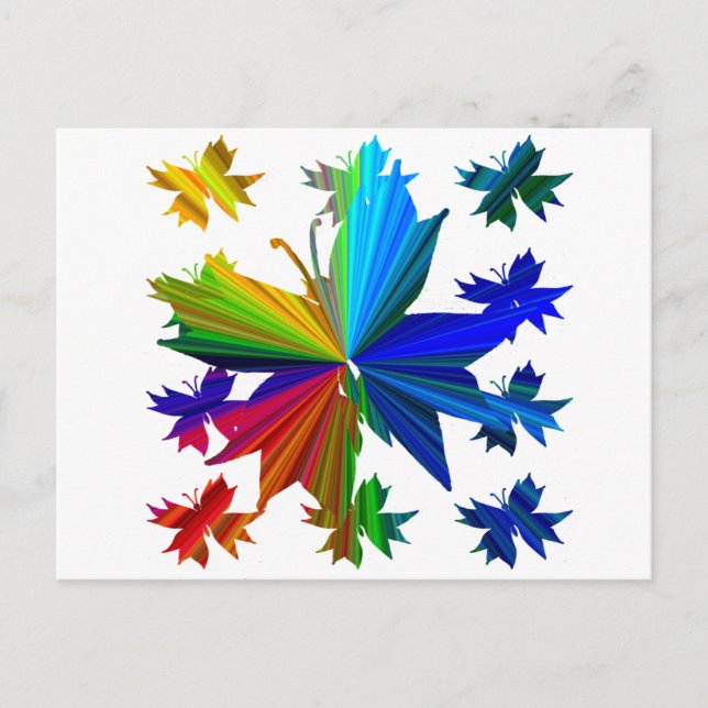 Butterfly Pattern Rainbow Postcard (Front)