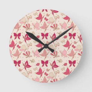 butterfly pattern round clock