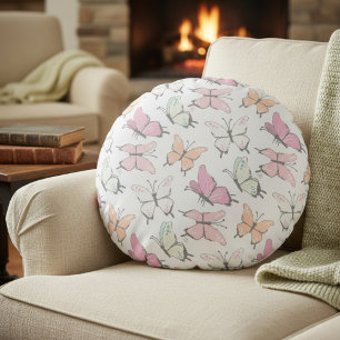 Butterfly Pattern Round Cushion