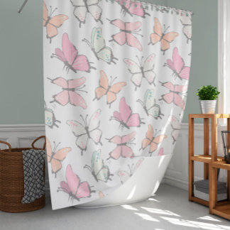 Butterfly Pattern Shower Curtain
