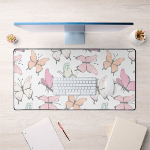 Butterfly Pattern soft colors Desk Mat