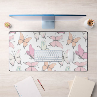 Butterfly Pattern soft colours Desk Mat