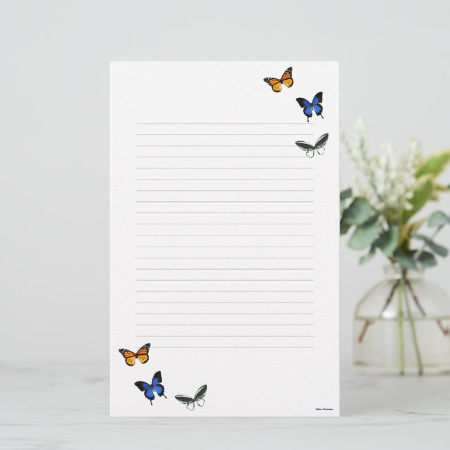 Butterfly Pattern Stationary Stationery (Standing Front)