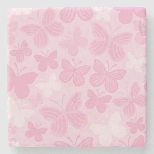 Butterfly pattern stone coaster (Front)