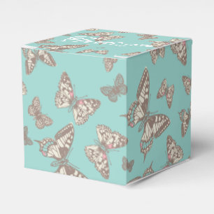 Butterfly pattern teal thank you wedding favour bo box