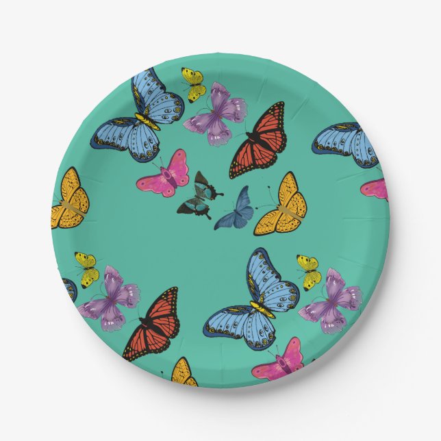 Butterfly pattern texture paper plate (Front)