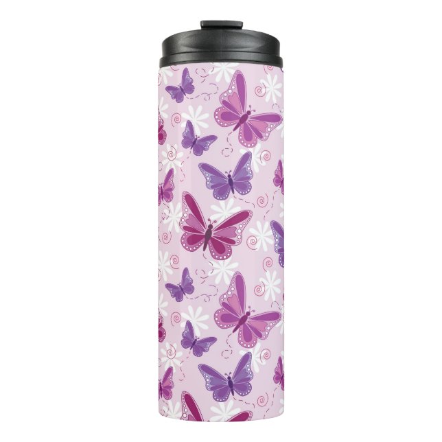 butterfly pattern thermal tumbler (Front)