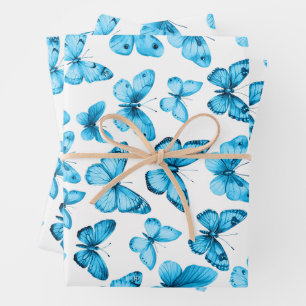 Butterfly Pattern Watercolor Elegant Pretty Gift Wrapping Paper Sheet